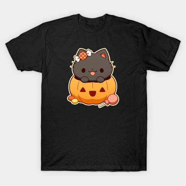 Little Pumpkin Kitty | Halloween T-Shirt by KiiroiKat